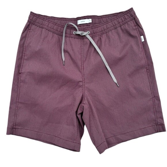 Onia Charles 7“ Microcheck Swimsuit Trunks Large Mesh Lining Plum Gray Gorpcore - Picture 1 of 5